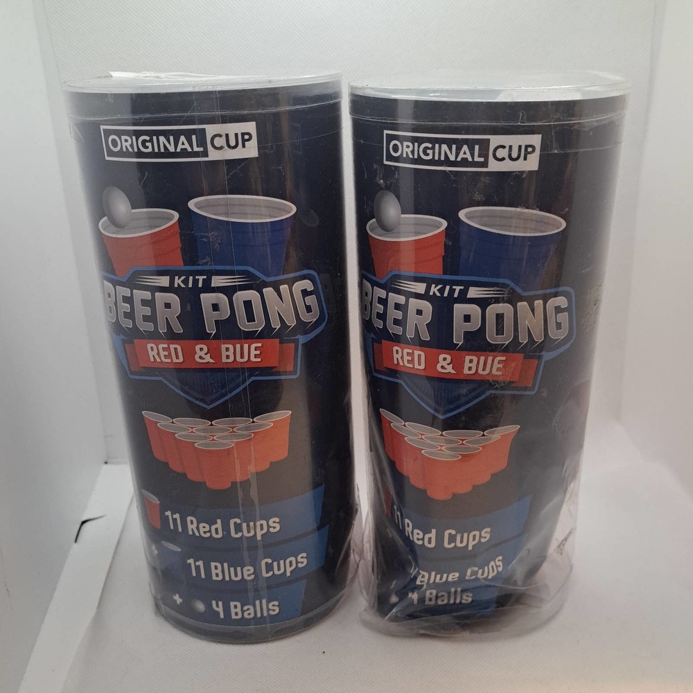 NIB STOCKING STUFFERS 2 sets of Beer Pong Full Size 44 cups -8 Balls